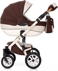 Детская коляска 2 в 1 Riko Brano Ecco 13 Chocolate (молочная кожа – коричневая ткань)